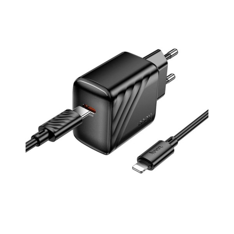 Зарядний пристрій HOCO CS24A Puerto USB-C PD25W + cable USB-C to Lightning Black (6942007639767)