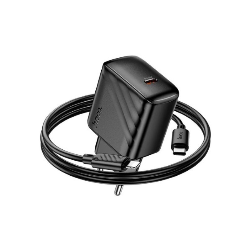 Зарядний пристрій HOCO CS24A Puerto USB-C PD25W + cable USB-C to Lightning Black (6942007639767)