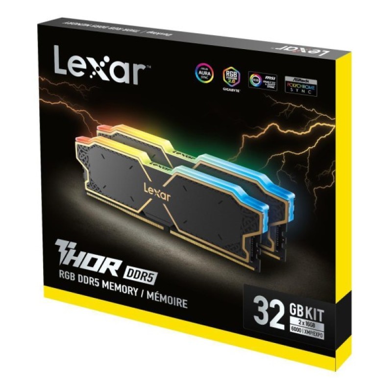 Модуль пам'яті для комп'ютера DDR5 32GB (2x16GB) 6000 MHz Thor RGB Lexar (LD5U16G60C38BG-RGD)