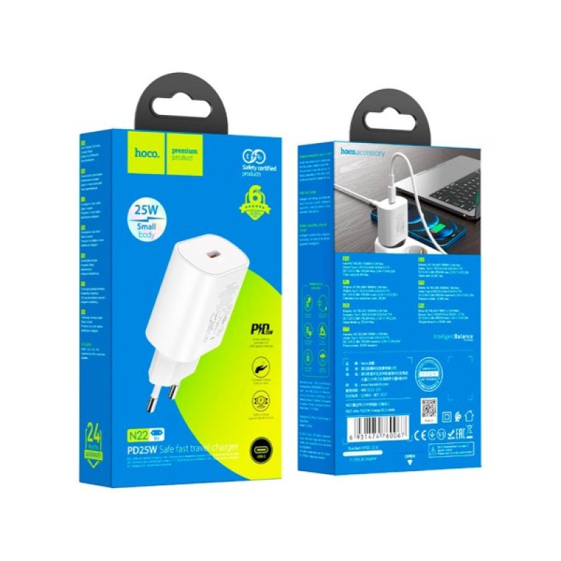 Зарядний пристрій HOCO N22 Jetta USB-C PD25W White (6931474760067)
