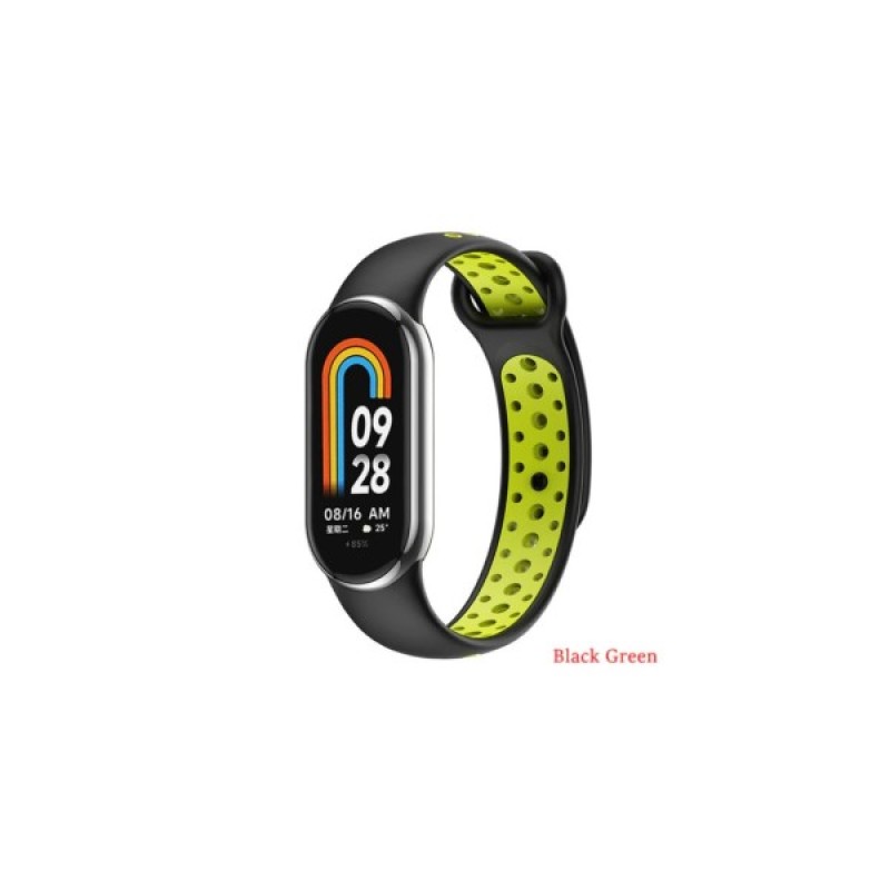 Ремінець до фітнес браслета BeCover Vents Style для Xiaomi Mi Smart Band 8 Black-Green (709416)