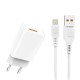 Зарядний пристрій Denmen 1xUSB 2.4A + cable USB to Lightning white (DC01L-WH)