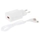 Зарядний пристрій Denmen 1xUSB 2.4A + cable USB to Lightning white (DC01L-WH)