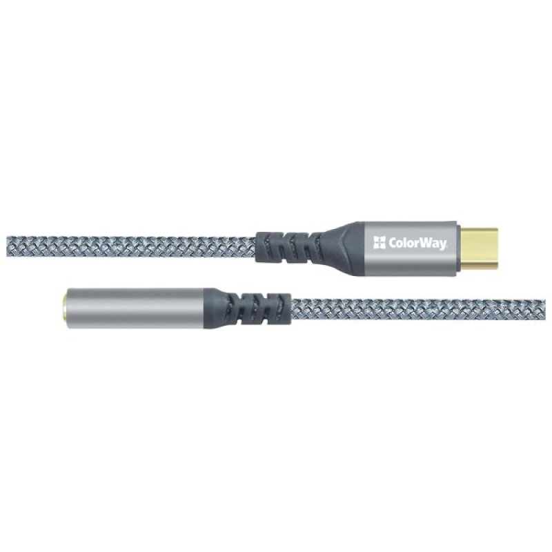 Перехідник USB-C to 3.5mm F 0.14m gray ColorWay (CW-AD-CJ)