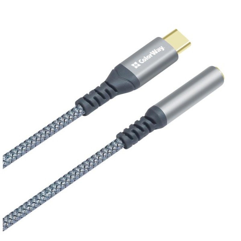 Перехідник USB-C to 3.5mm F 0.14m gray ColorWay (CW-AD-CJ)