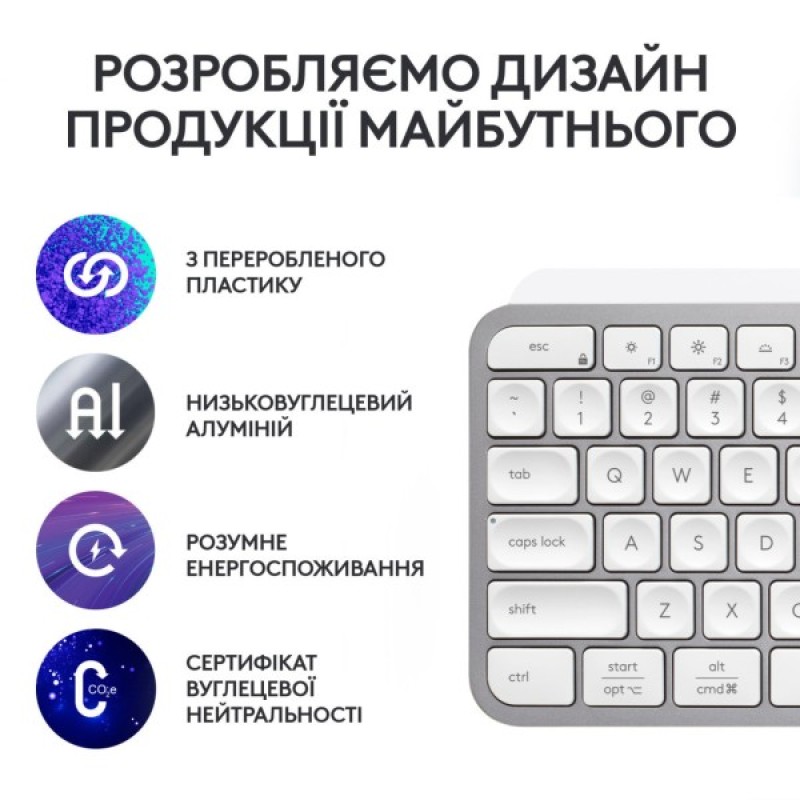 Клавіатура Logitech MX Keys S Wireless UA Pale Grey (920-011588)
