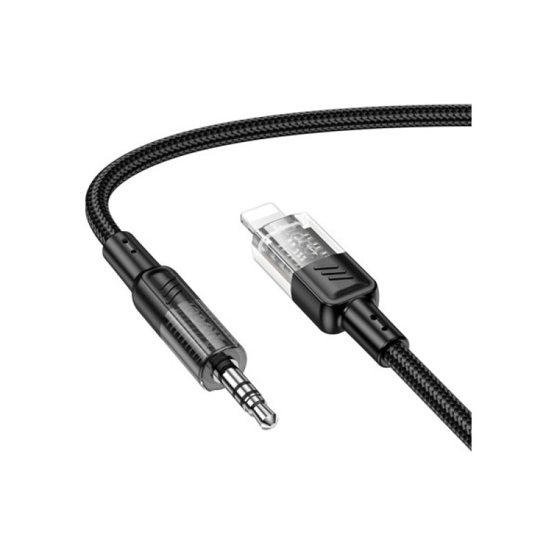 Кабель мультимедійний Lightning to 3.5mm M 1.0m UPA27 Spirit transparent Black HOCO (6942007612524)