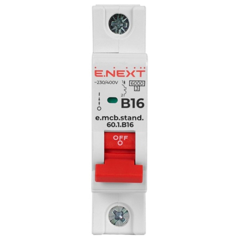 Автоматичний вимикач E.NEXT 1-п e.mcb.stand. 16А B ( 6кА) (s001108)