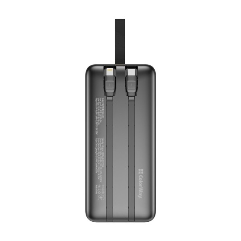 Батарея універсальна ColorWay 30 000 mAh PD/18W, QC3.0/22.5, Digital Display, Black (CW-PB300LPC5BK-PDD)
