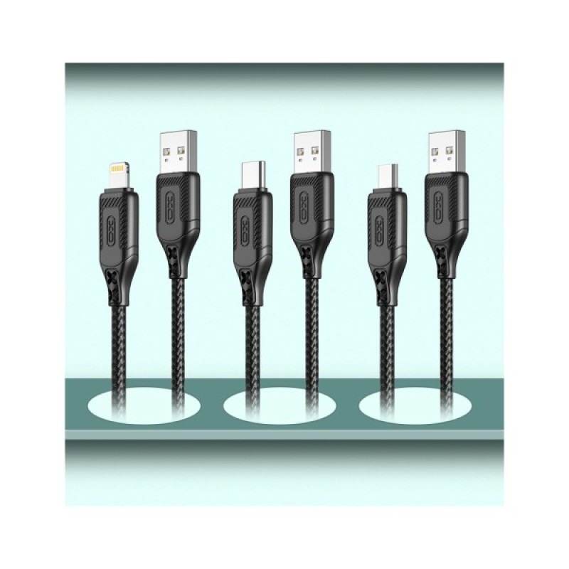 Дата кабель USB 2.0 AM to Lightning 1.0m braided black XO (NB235_L_Black)