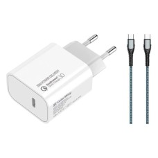 Зарядний пристрій ColorWay C102A Power Delivery 20W USB-C + cable USB-C to USB-C 1.0m 3.0A 65W grey (CW-CHS026PD-WT/CBPDCC040-GR)