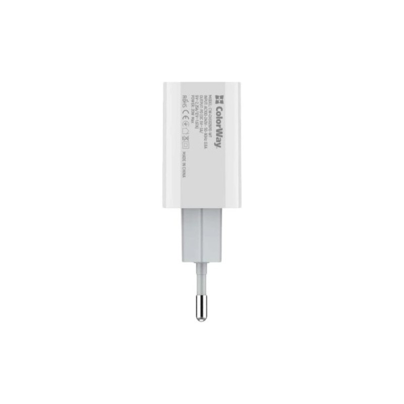 Зарядний пристрій ColorWay C102A Power Delivery 20W USB-C + cable USB-C to USB-C 1.0m 3.0A 65W grey (CW-CHS026PD-WT/CBPDCC040-GR)