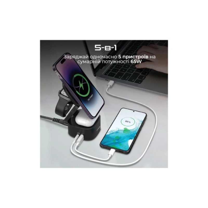 Зарядний пристрій Promate wireless charger rubix-65w black (rubix-65w.black)