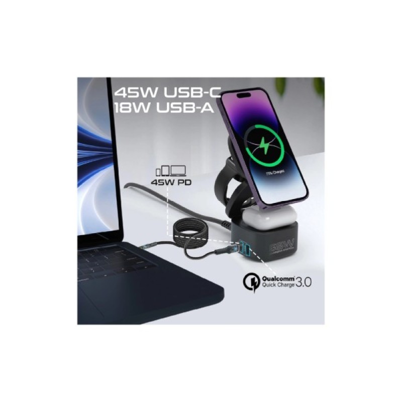 Зарядний пристрій Promate wireless charger rubix-65w black (rubix-65w.black)