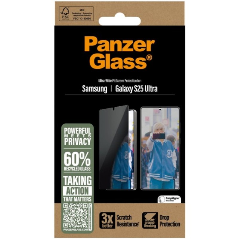 Скло захисне PANZERGLASS Privacy Samsung Galaxy S25 Ultra Ultra-Wide Fit (PG_PGRPUWFG38488)