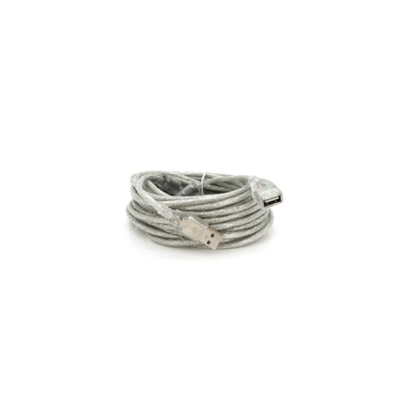 Дата кабель USB 2.0 AM/AF 10.0m ferrite transparent white Voltronic (YT-AM/AF-10TBL)