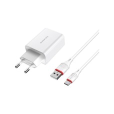 Зарядний пристрій BOROFONE BA21A Long Journey USB QC3.0 + cable USB to USB-C 18W White (6931474702487)
