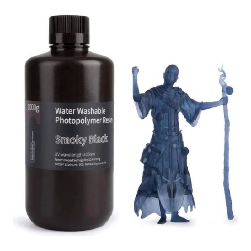 Фотополімерна смола ELEGOO Resin, Water Washable, 1кг, black smoky (50.103.0026)