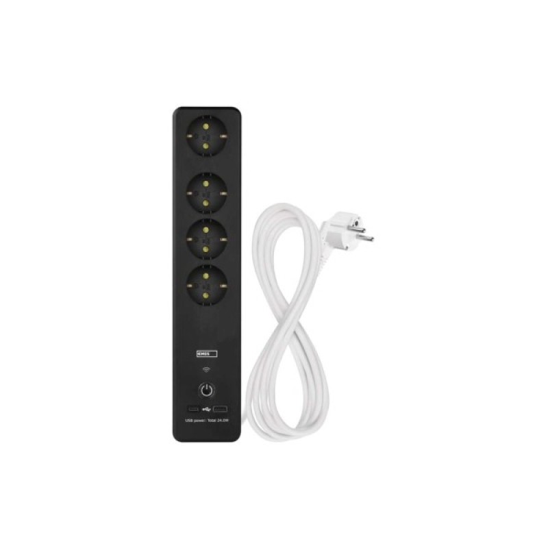 Мережевий подовжувач EMOS P1422SM 2m 4 роз. 1xUSB-A 1xUSB-C Wi-Fi 1,5мм2 (P1422SM)