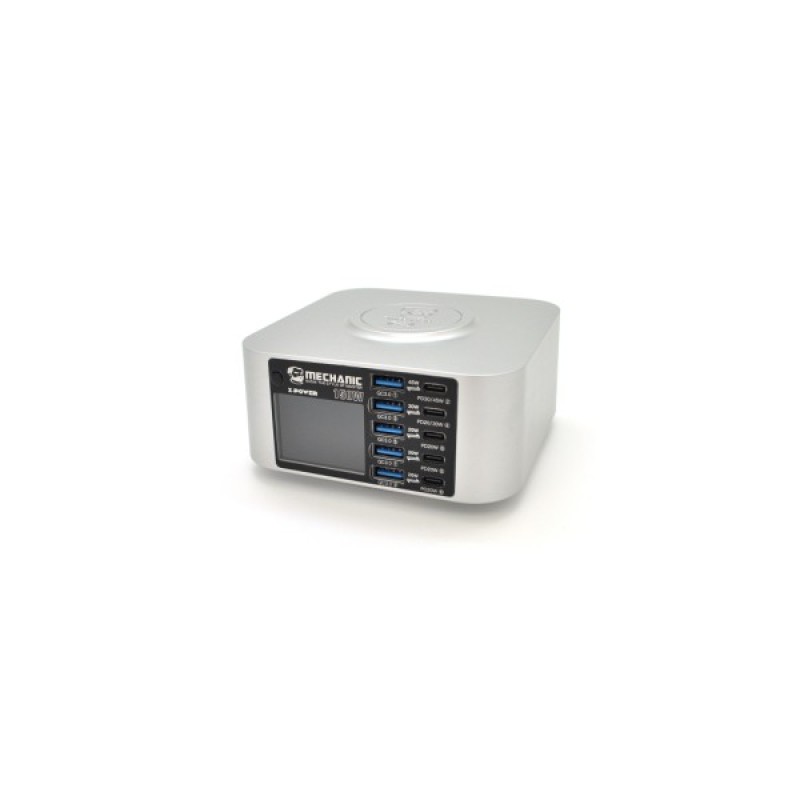 Зарядний пристрій MECHANIC 5xUSB-C PD + 5xUSB QC3.0 + Wireless Charging 15W LED indication 150W black (X-Power-150W)