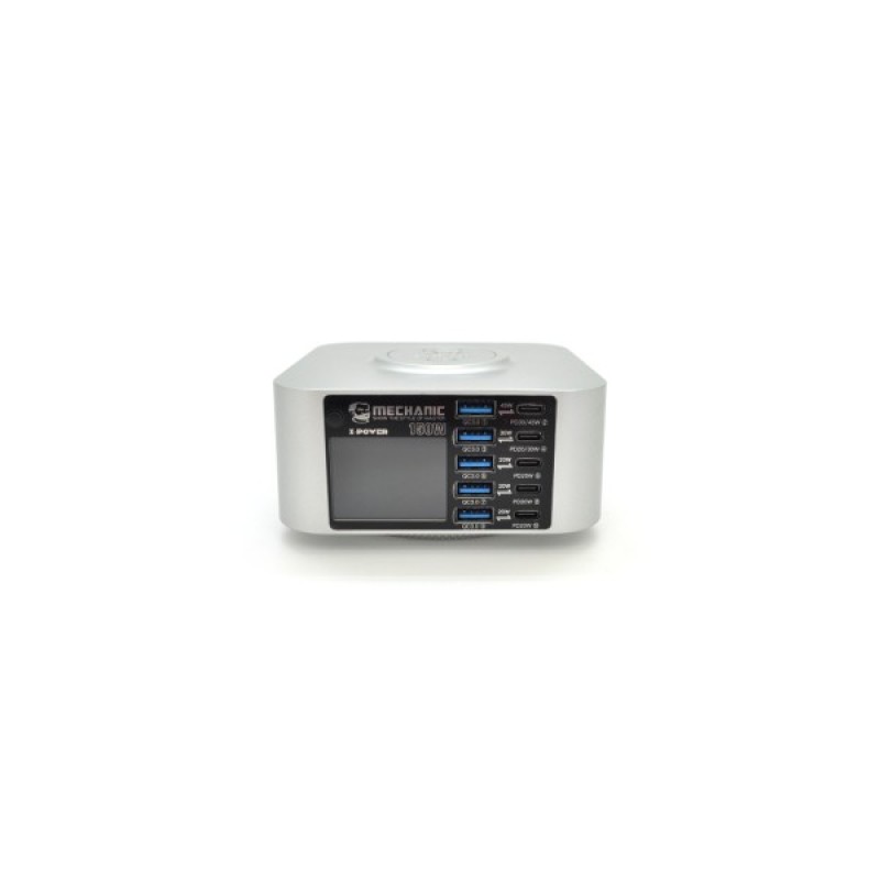 Зарядний пристрій MECHANIC 5xUSB-C PD + 5xUSB QC3.0 + Wireless Charging 15W LED indication 150W black (X-Power-150W)