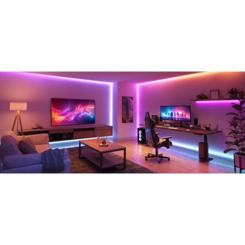 Світлодіодна стрічка Govee H6641 Neon Rope Light for Wall Lining, 5.0m, RGBIC, WI-FI/Bluetooth, white (H66413D1)