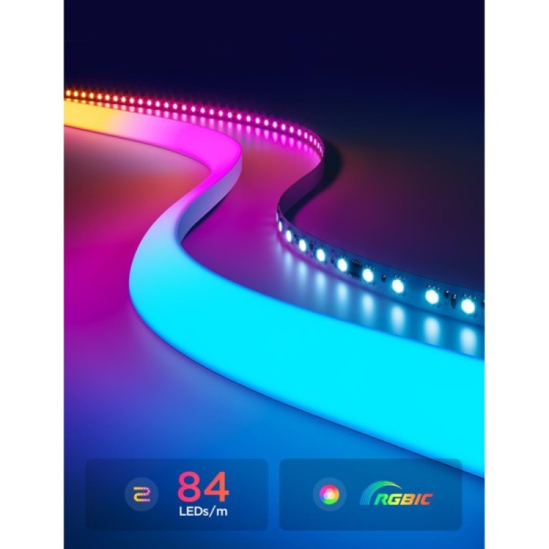 Світлодіодна стрічка Govee H6641 Neon Rope Light for Wall Lining, 5.0m, RGBIC, WI-FI/Bluetooth, white (H66413D1)