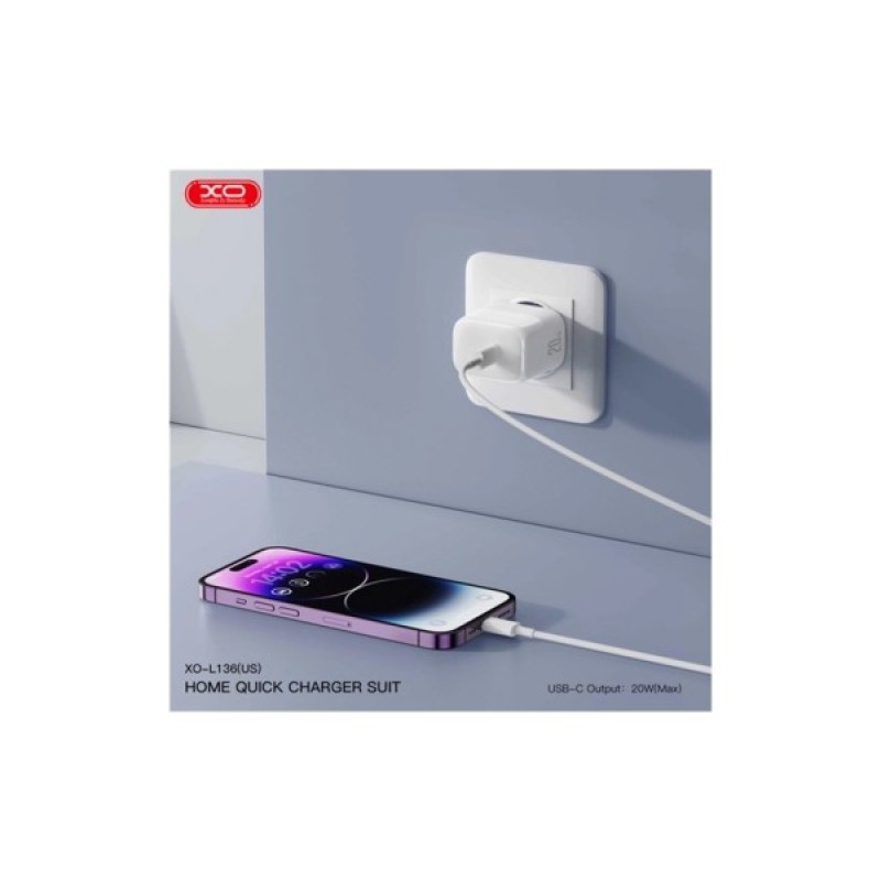 Зарядний пристрій XO L139 2xUSB-C PD65W + 1xUSB-A QC3.0 White (L139.white)