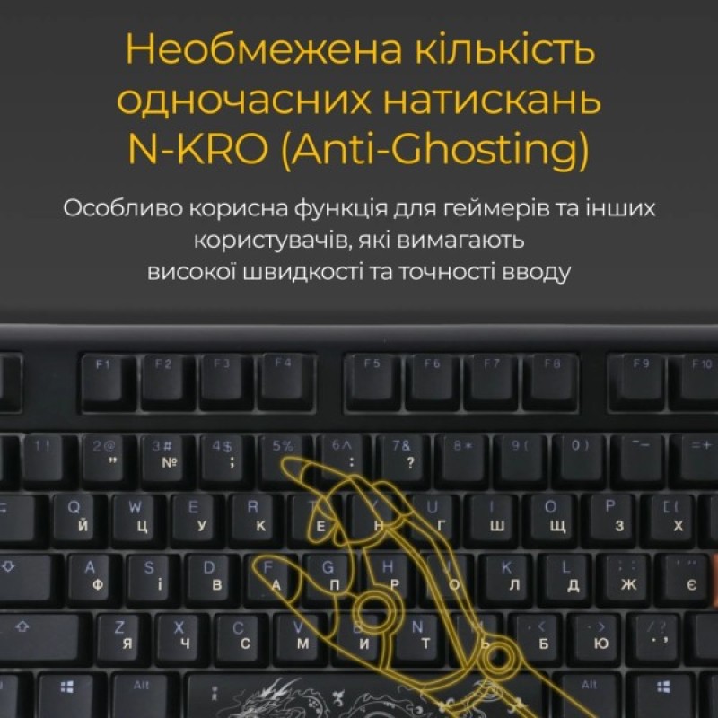 Клавіатура Ducky One 3 TKL Cherry MX Red RGB UA USB Black (DKON2187ST-RUAPXCLAWSC1)