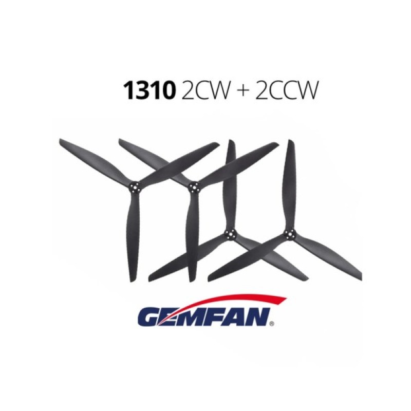 Пропелер для дрона Gemfan 13X10 Glass Fiber Nylon 3 Blade 1CW/1CCW- Black (X1310-B)