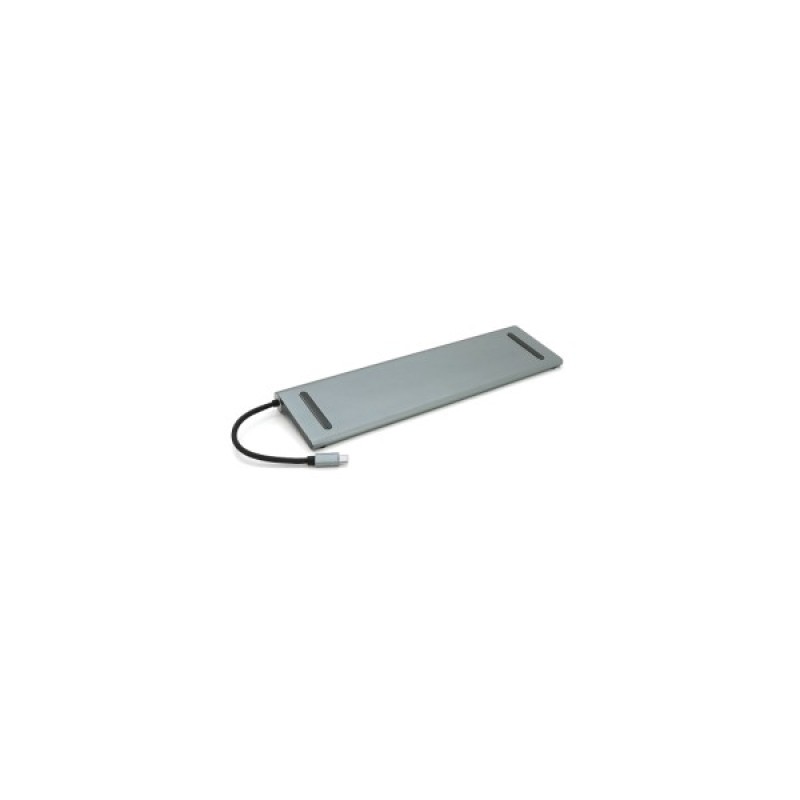 Концентратор Voltronic USB-C 12-in-1 USB-C + 2xUSB 2.0 + USB 3.0 + 2xHDMI + VGA + SD/TF + RJ45 + 3.5mm + PD 0.1m silver (YT-HTC12in1)
