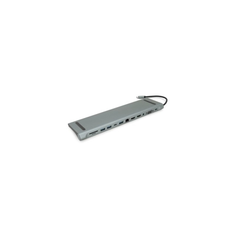Концентратор Voltronic USB-C 12-in-1 USB-C + 2xUSB 2.0 + USB 3.0 + 2xHDMI + VGA + SD/TF + RJ45 + 3.5mm + PD 0.1m silver (YT-HTC12in1)