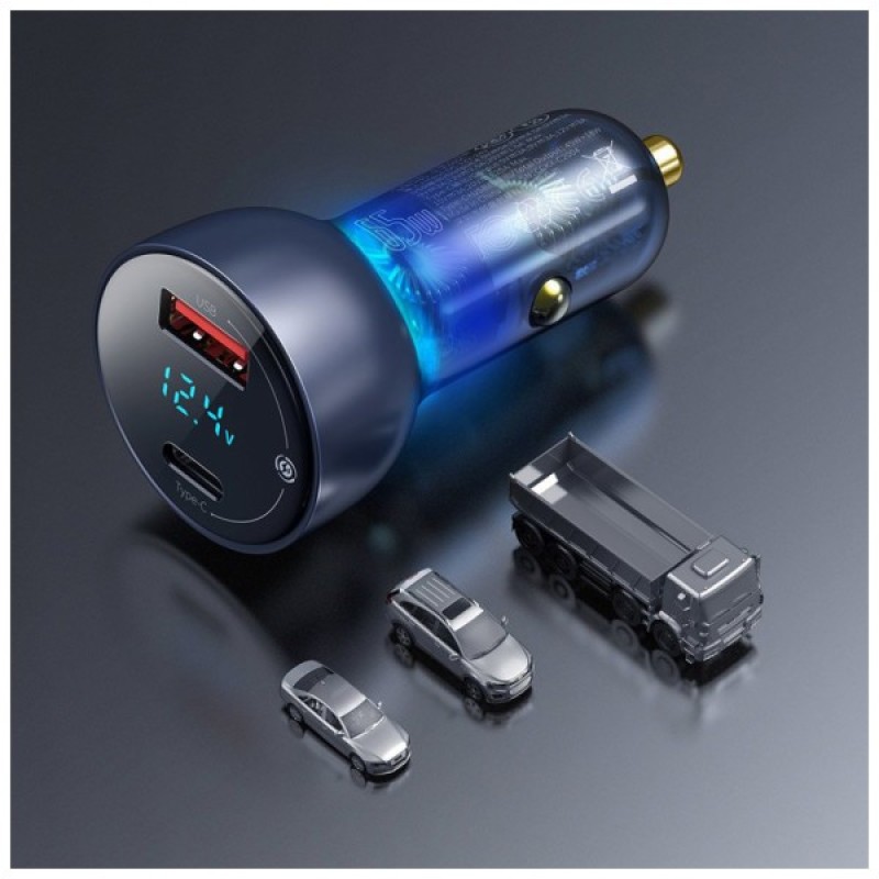 Зарядний пристрій Baseus Particular Digital Display QC+PPS Dual Quick Charger Car Charger 65W Shallow tarnish (CCKX-C0A)