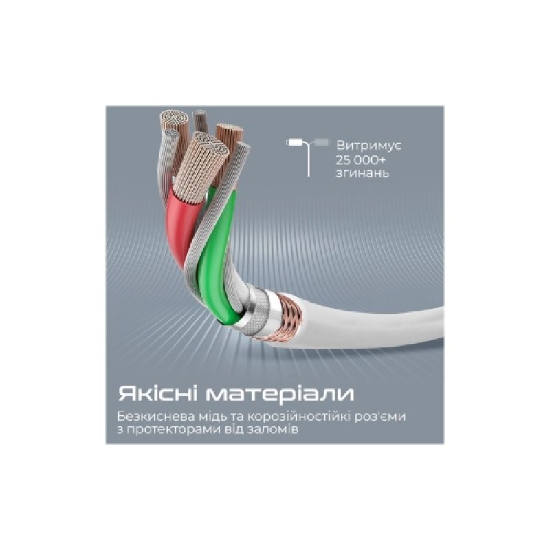 Дата кабель USB-C to Lightning 1.2m 20W PD MFi POWERLINE-CI120 black Promate (powerline-ci120.white)