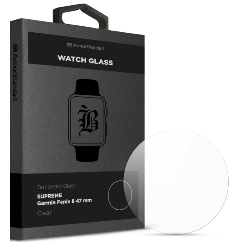 Скло захисне Armorstandart Supreme Black Icon Garmin Fenix 8 47 mm Clear (ARM84721)