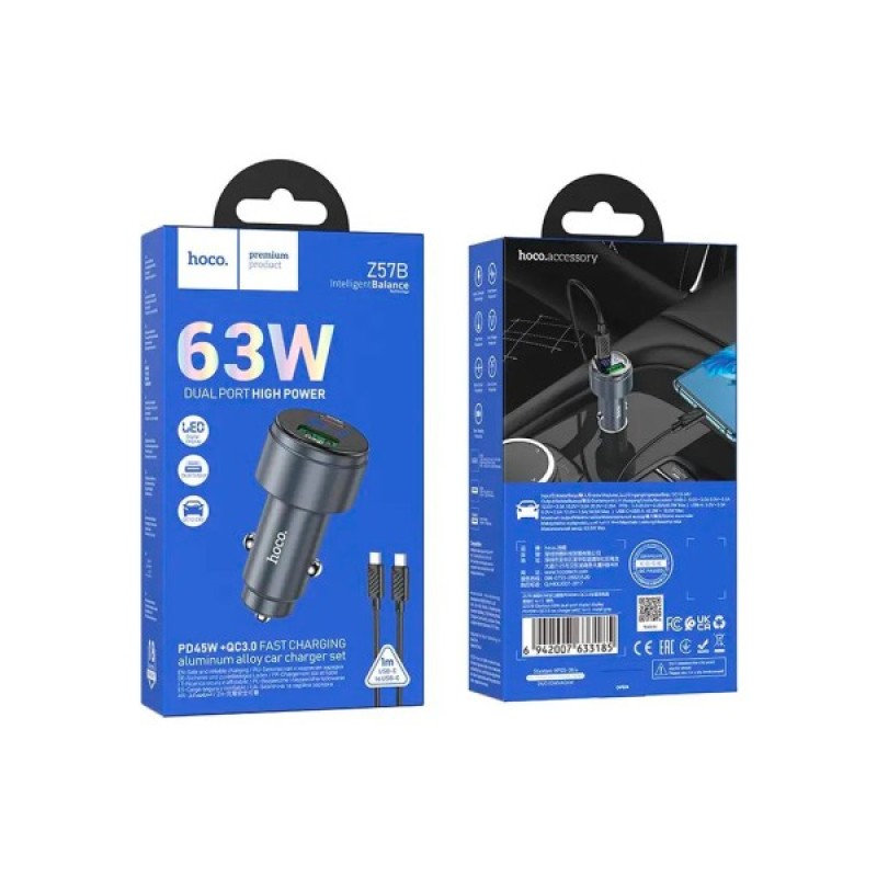 Зарядний пристрій HOCO HOCO Z57 Glorious single-port USB -C PD30W + cable USB-C Metal Gray (6942007633062)