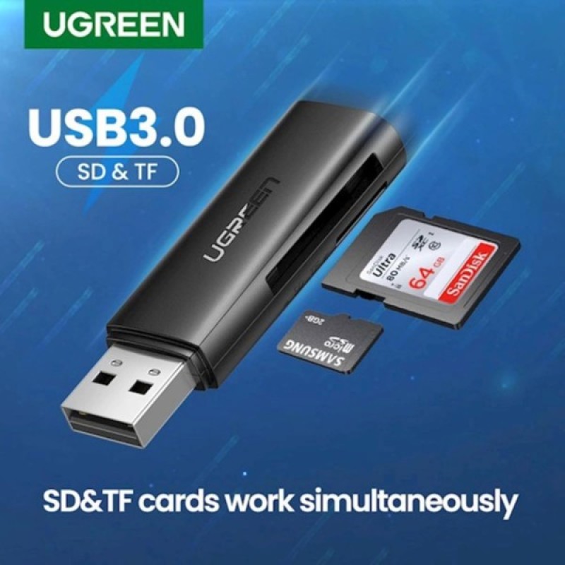 Зчитувач флеш-карт Ugreen USB 3.0 Type-A for 2xSD 5Gb CM264 (60722)
