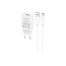 Зарядний пристрій BOROFONE BA68A Glacier USB + cable USB to USB-C 10.5W White (6974443385731)