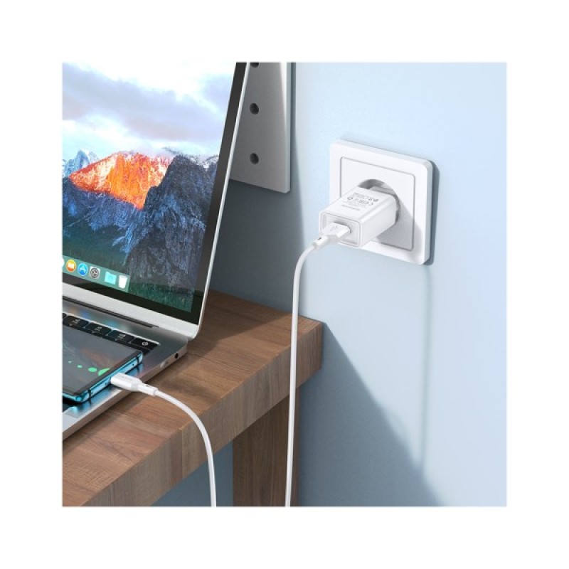 Зарядний пристрій BOROFONE BA68A Glacier USB + cable USB to USB-C 10.5W White (6974443385731)