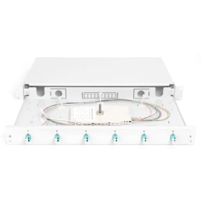 Патч-панель 1U 19", 6xLC duplex, incl, Splice Cass, OM3 Color Pigtails, Adapter Digitus (DN-96330/3)
