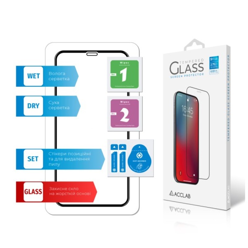 Скло захисне ACCLAB Full Glue ESD Apple Iphone XR/11 Black (1283126532146)