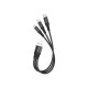 Дата кабель USB 2.0 AM to Lightning+USB-C+Micro 5P 0.25m 2.4A nylon X47 black HOCO (6931474727398)