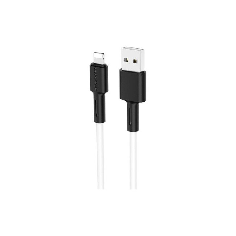 Дата кабель USB 2.0 AM to Lightning 1.0m 2.4A silicone BX31 white BOROFONE (6931474710369)