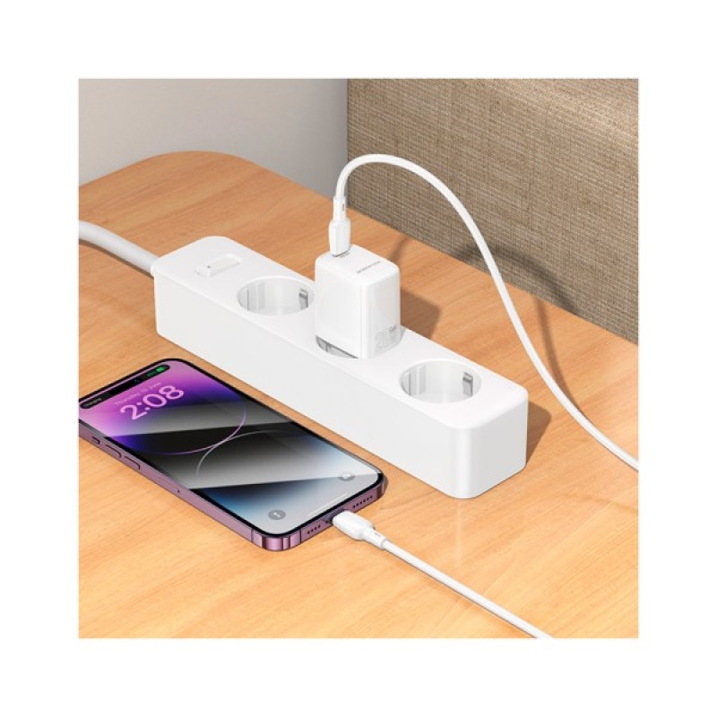 Зарядний пристрій BOROFONE BN26 Fuente USB-C PD20W + cable USB-C to Lightning White (6941991120244)