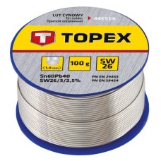 Припій для пайки Topex олов'яний 60%Sn, дрiт 1.0 мм,100 г (44E514)