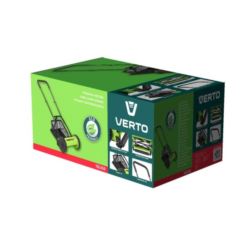Газонокосарка Verto механічна, 30см. 16л, 12-45мм, 7кг (15G350)