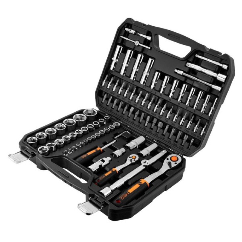 Набір інструментів Neo Tools 94шт, 1/2", 1/4", CrV, кейс (10-062)