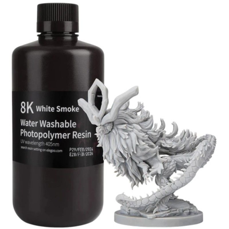Фотополімерна смола ELEGOO Resin, Water Washable 8K, 1кг, white smoky (50.103.0140)