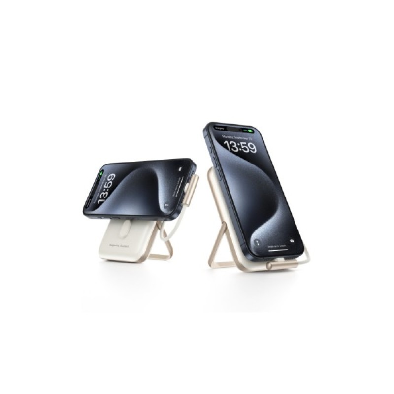 Батарея універсальна Choetech Magnetic Wireless 10000mAh 20W, PD, Qi-15W, USB-C In/Out, buid-in cabel, White (B735-CCWH)