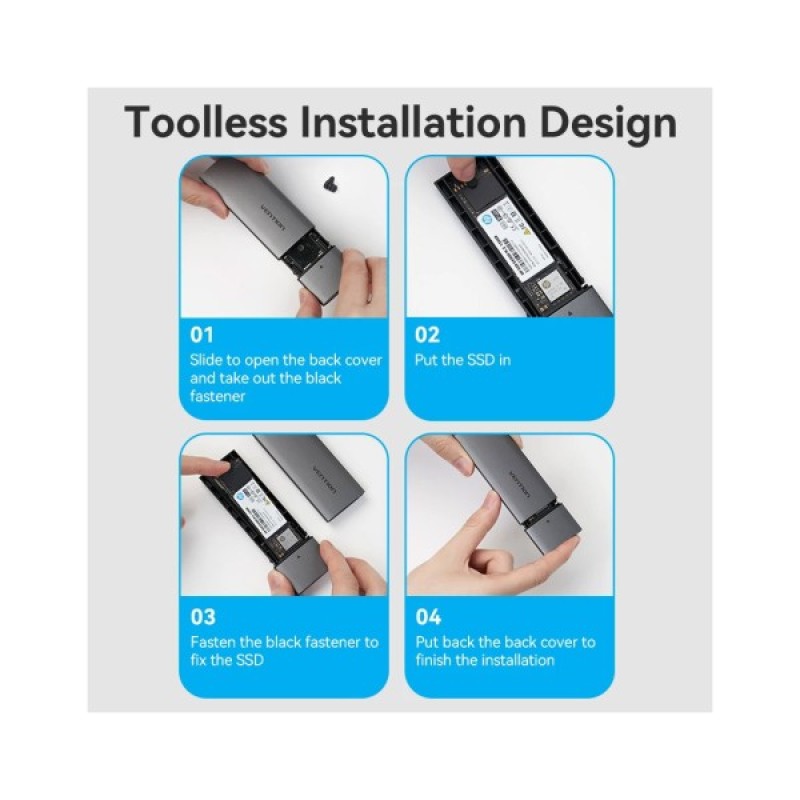Кишеня зовнішня Vention SSD M.2 (NVME) M-key USB Type-C 3.2 gray (KPGH0)